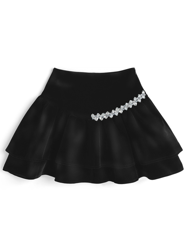 インパン付きビジューティアードベロアミニスカート[at2554