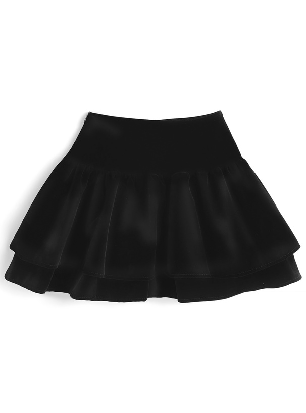 インパン付きビジューティアードベロアミニスカート[at2554