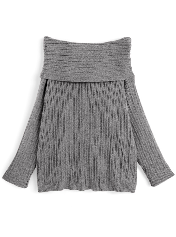 オフショルダーニットミニワンピース