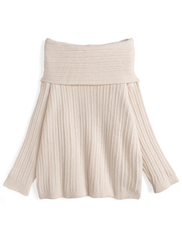 オフショルダーニットミニワンピース