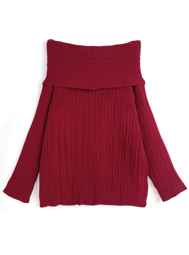 オフショルダーニットミニワンピース