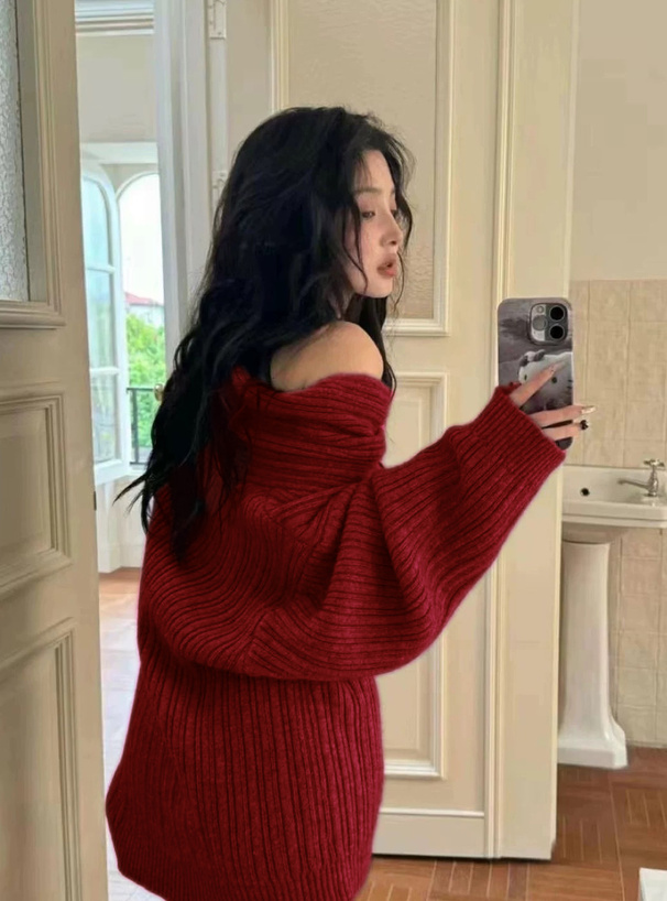 オフショルダーニットミニワンピース[at2558] | レディース