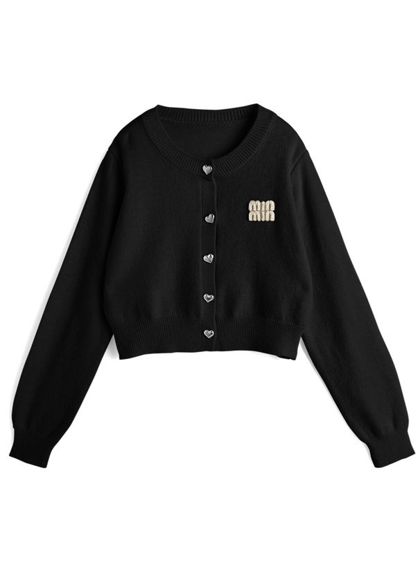ハートボタンロゴニットカーディガン[at2563]