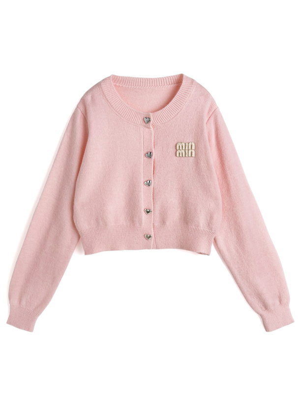 ハートボタンロゴニットカーディガン