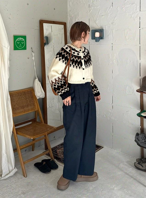 極美品✨ シルバーストーン ジップカーディガン 大きめ ニット ノルディック柄 notch.｜ノルディック柄ジップカーディガン | Rakuten Fashion