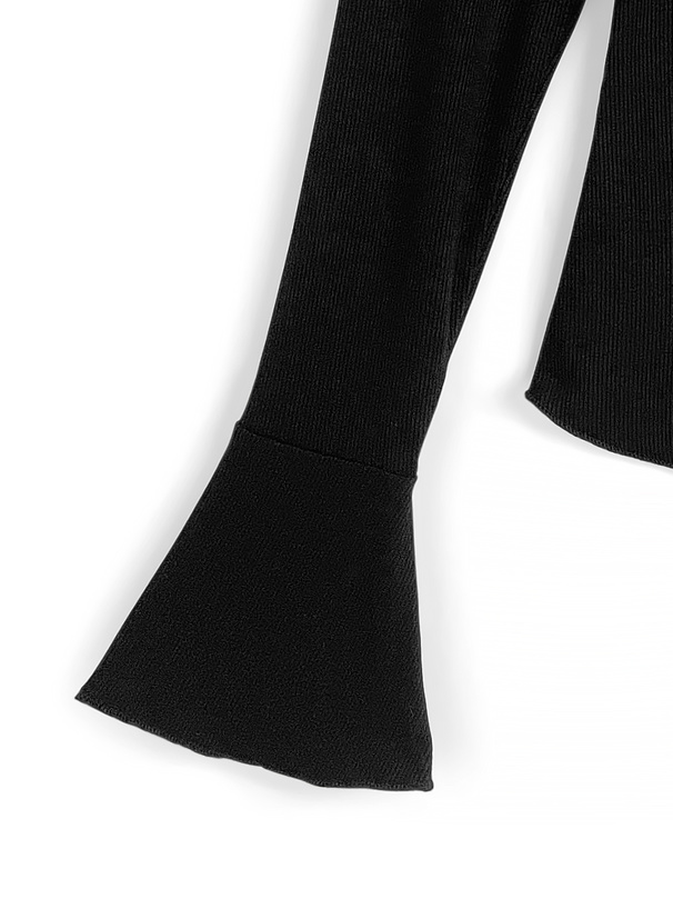 フリルオフショルダーリブトップス