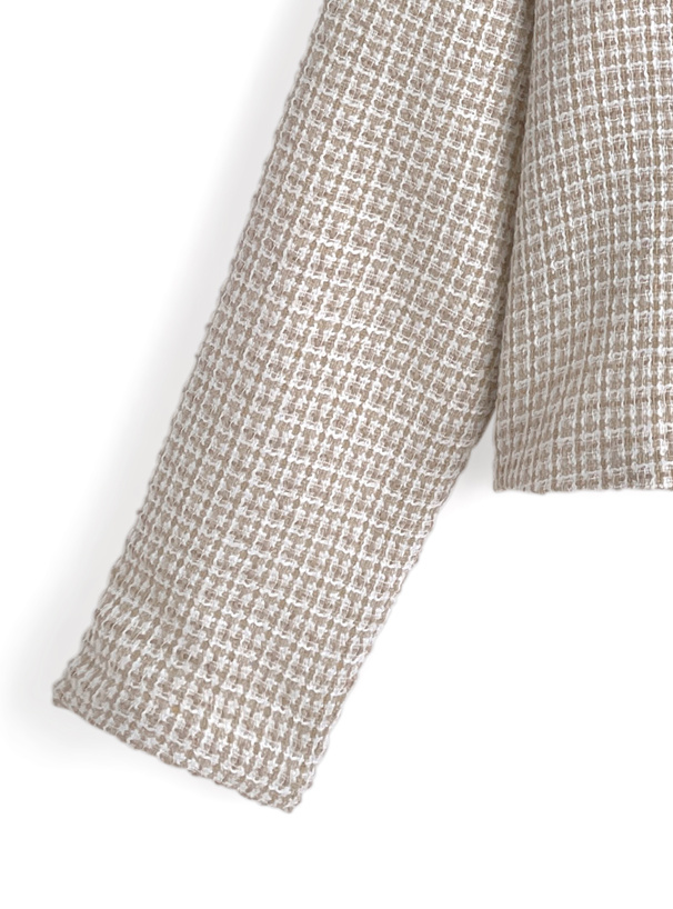 ツイードノーカラーゴールドボタンジャケット