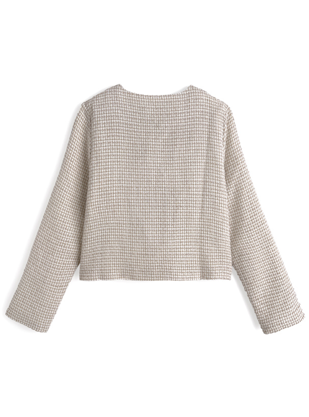 ツイードノーカラーゴールドボタンジャケット