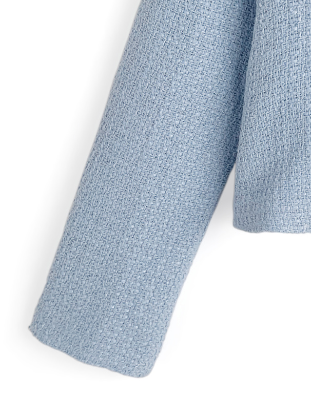 ゴールドボタンノーカラーツイードジャケット