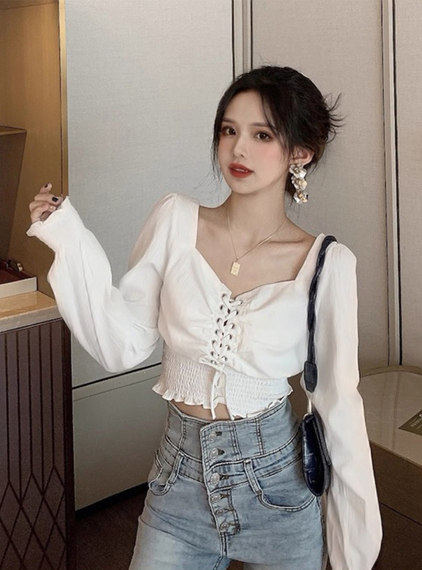 レースアップシャーリングトップス[at2572] | レディースファッション