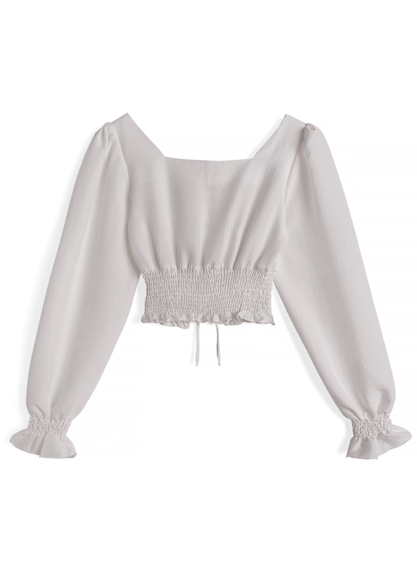 レースアップシャーリングトップス