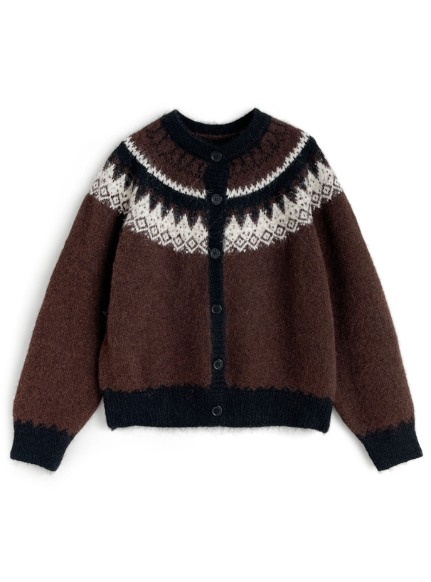 カーディガン 古着 NOILL ノルディック柄ニットカーディガン[at2574] | レディースファッション