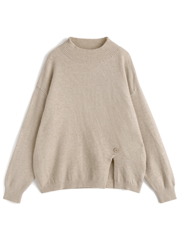 スリットトップス×ワイドパンツニットセットアップ[at2580