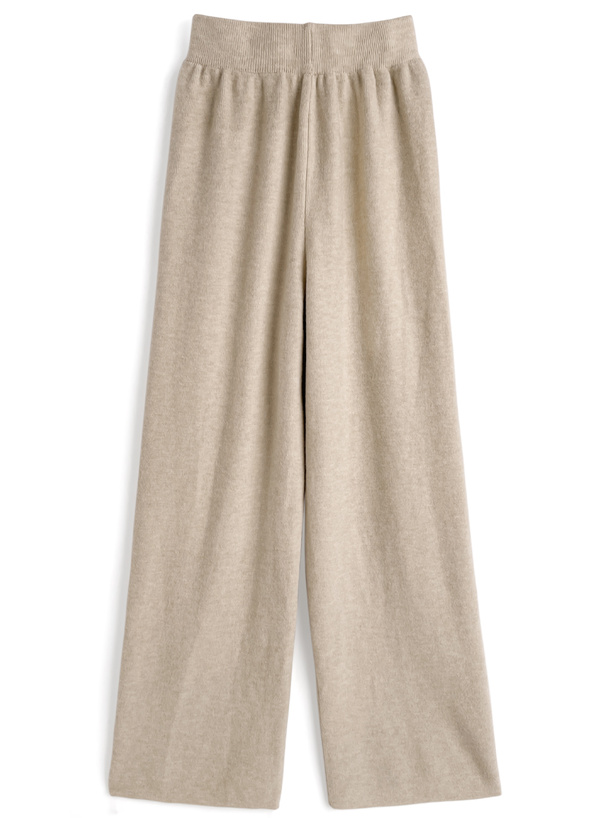 スリットトップス×ワイドパンツニットセットアップ