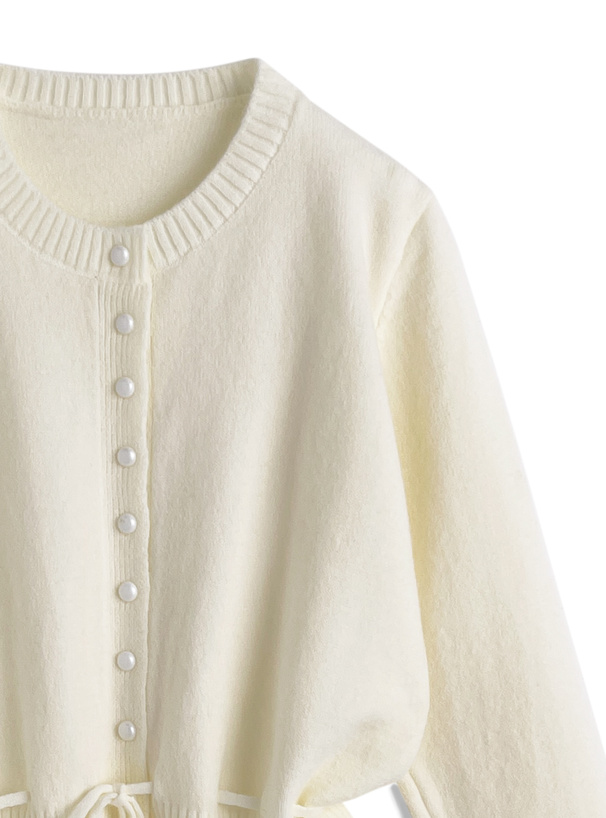 リボンレースフリルニットカーディガン