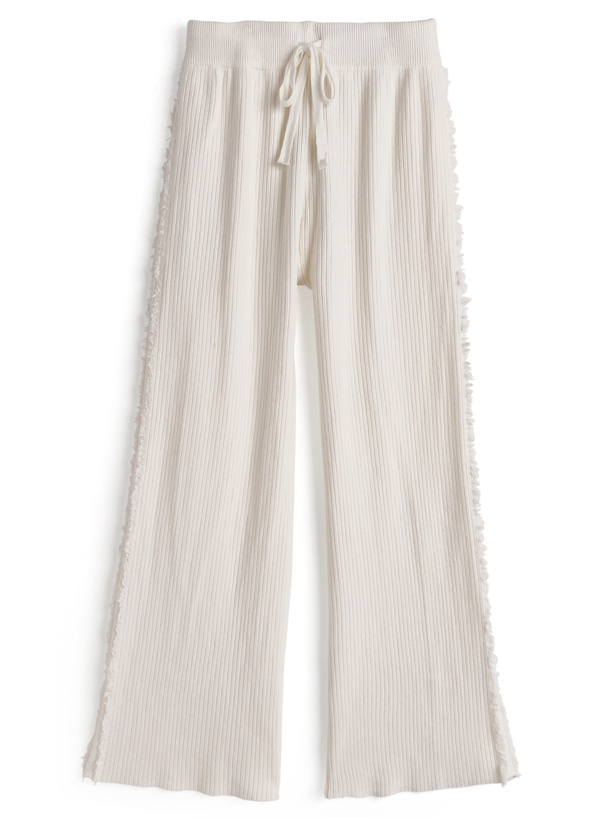 サイドフリンジラインリブニットパンツ