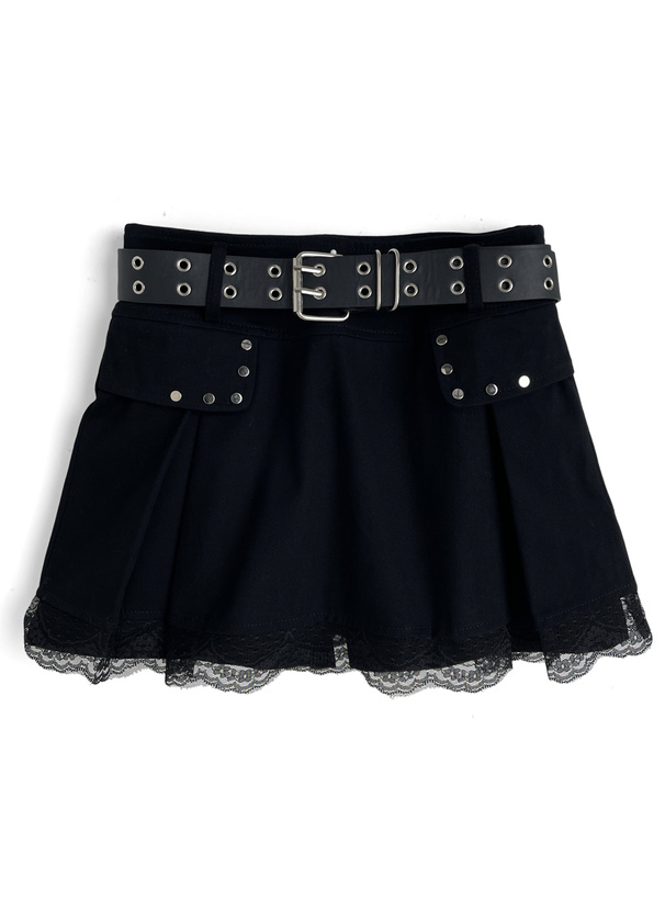 ILLIT アイリット BEB インパン・ベルト付き裾レースリミニスカート