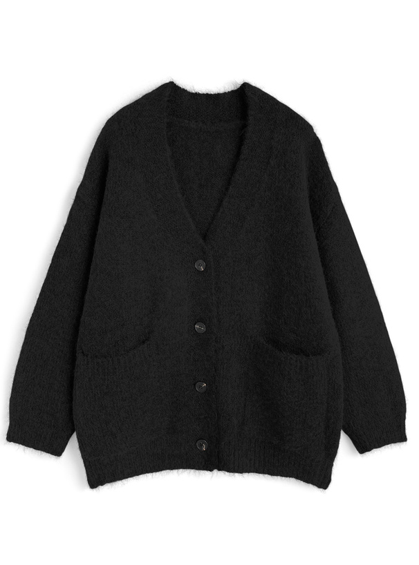 Vネックカーディガン 羽織り ニットカーディガン 綺麗め n定番 F ブラック Vネックニットカーディガン – FACE SANS FARD