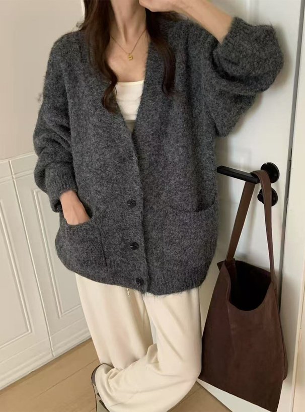 Nothing Written ニット カーディガン ダークグレー Nothing written ダークグレー ニットカーディガン