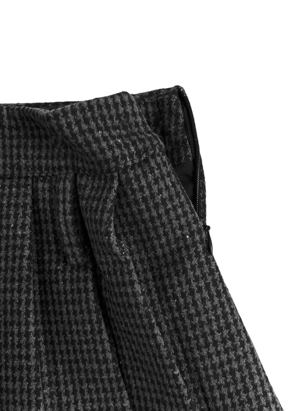 インパン裏地・ベルト付き千鳥柄プリーツミニスカート[at2593