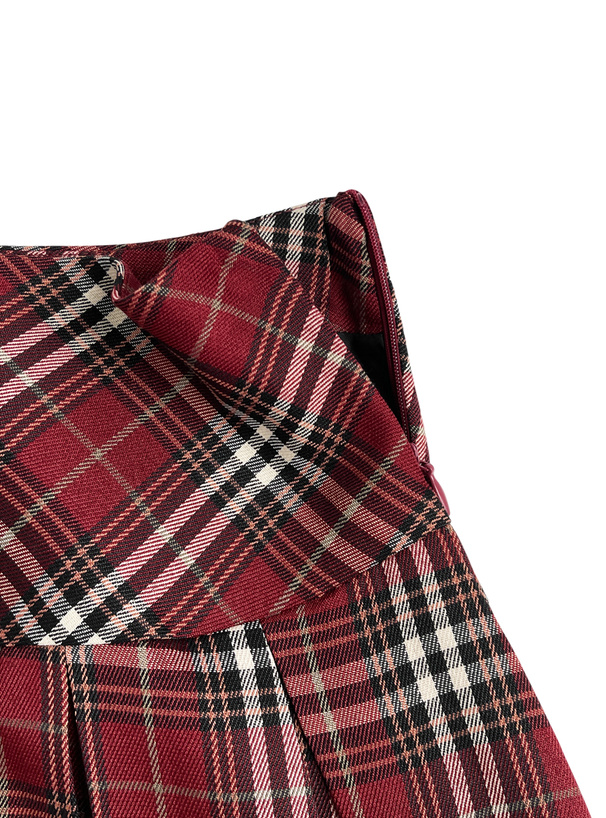 インパン裏地付きチェック柄ボックスプリーツミニスカート[at2597