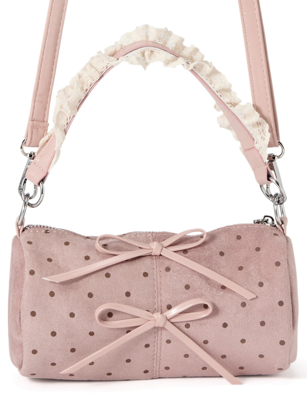 2Wayドット柄ダブルリボンスエードミニバッグ[at2601]