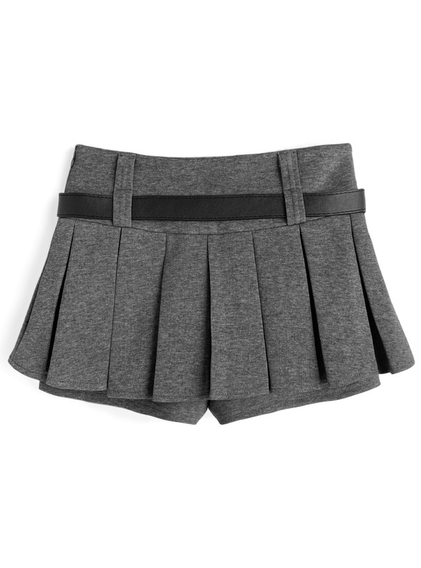 ベルト付きプリーツミニスカートパンツ