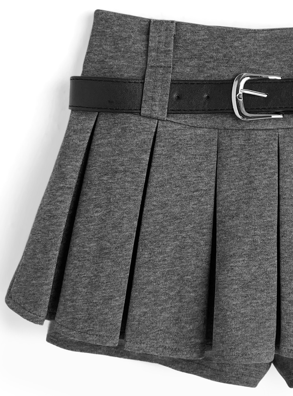 ベルト付きプリーツミニスカートパンツ