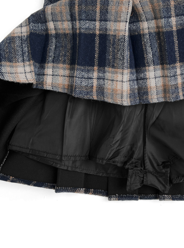 インパン裏地付きチェック柄プリーツミニスカート