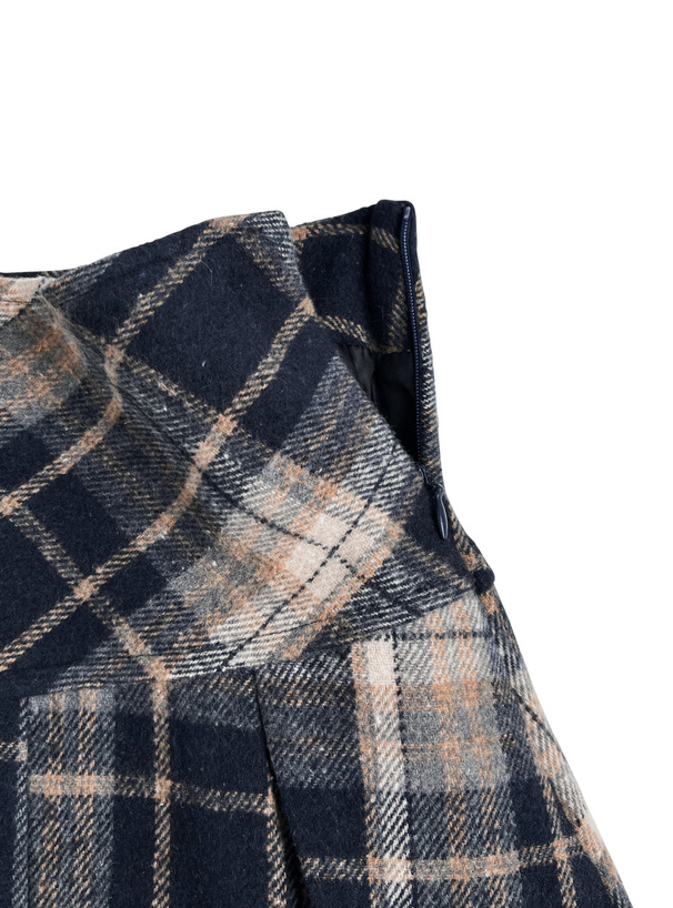 インパン裏地付きチェック柄プリーツミニスカート