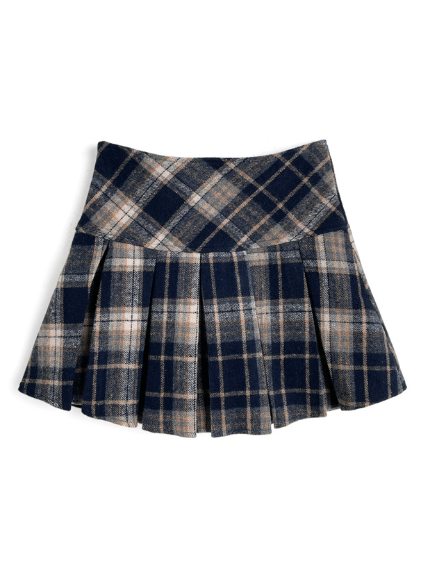 インパン裏地付きチェック柄プリーツミニスカート