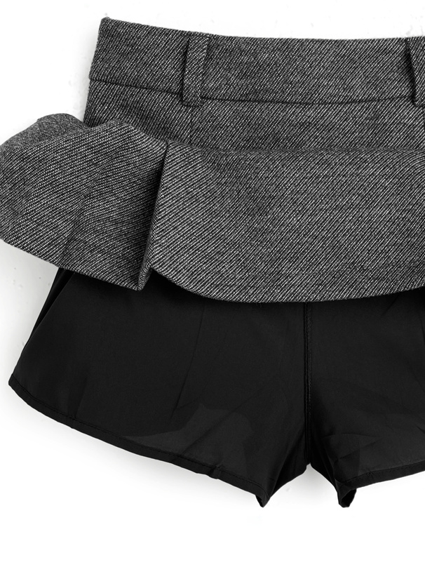 インパン裏地・ベルト付きダブルポケットプリーツミニスカート[at2614