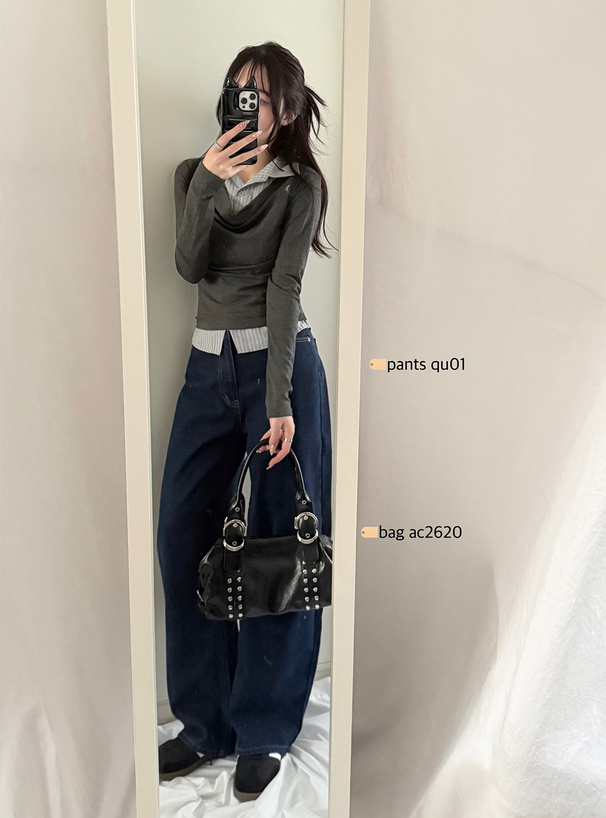 ストライプ柄シャツレイヤード風ドレープトップス