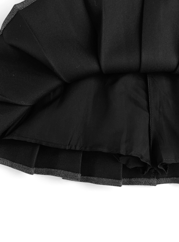 インパン裏地・ベルト付きプリーツミニスカート