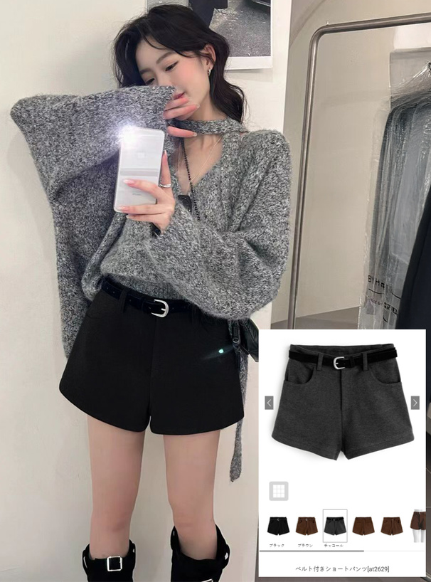 ベルト付きショートパンツ[at2629] | レディースファッション通販の