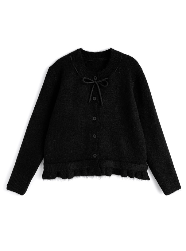 ステッチリボンフリルニットカーディガン[at2630]