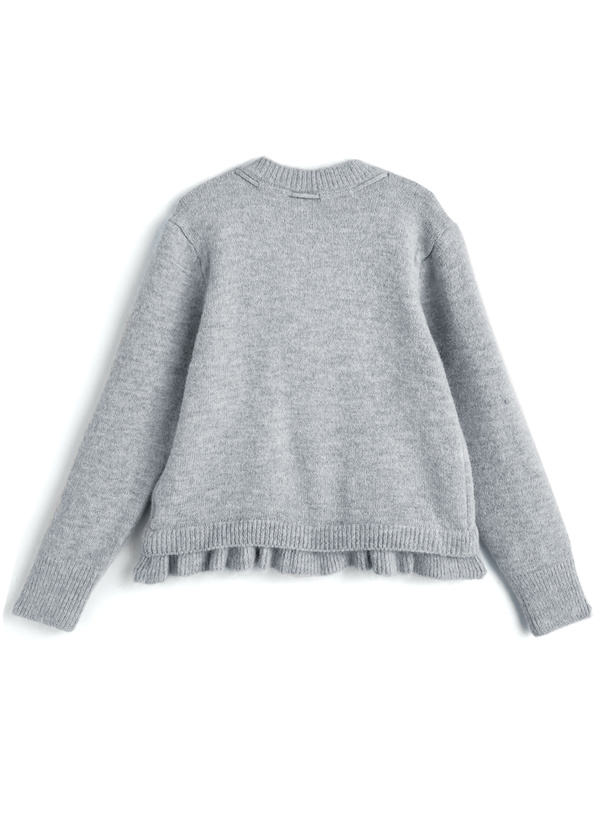 ステッチリボンフリルニットカーディガン