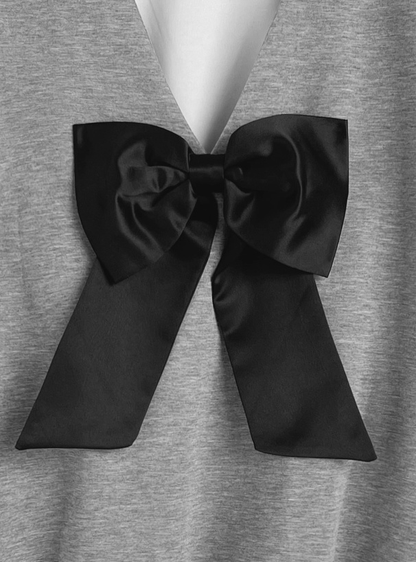 ビッグリボンバックオープントップス×プリーツミニスカートセット