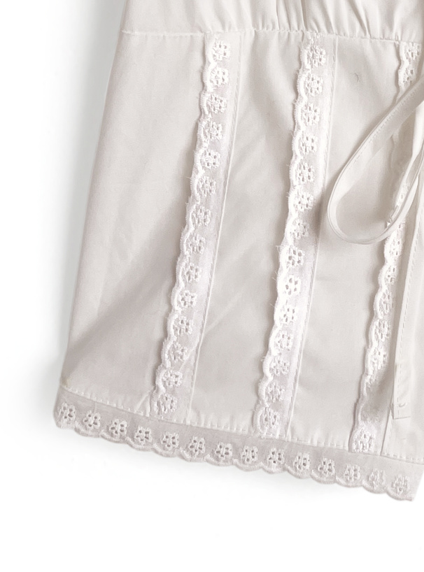 2Wayダブルリボンレーススリットブラウス