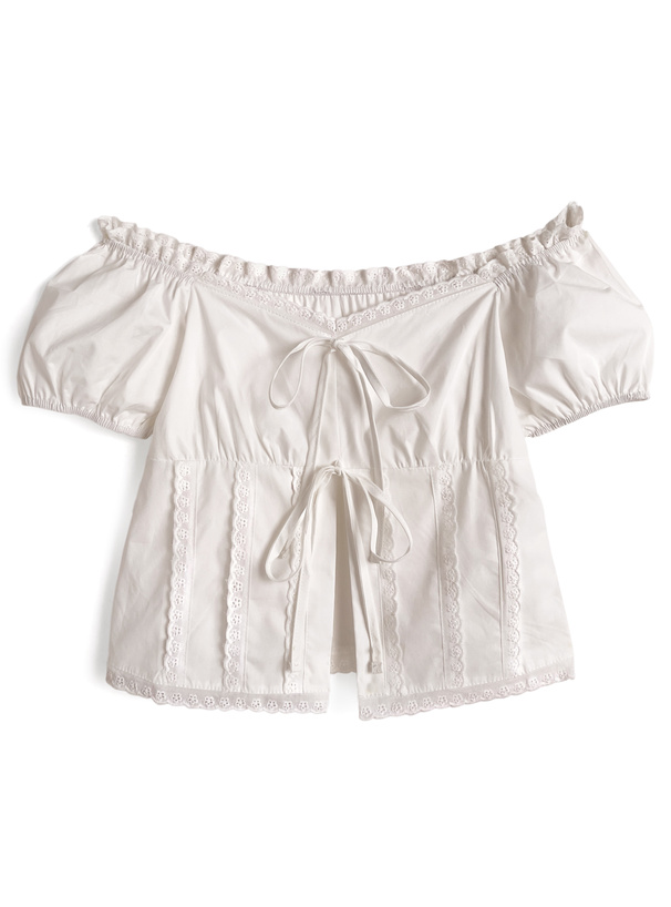 2Wayダブルリボンレーススリットブラウス