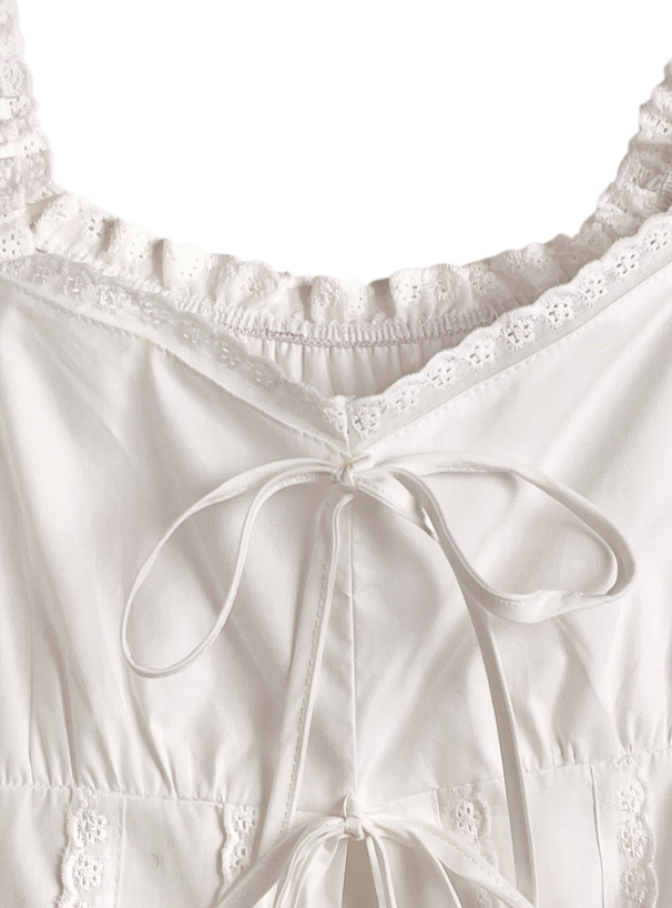 2Wayダブルリボンレーススリットブラウス