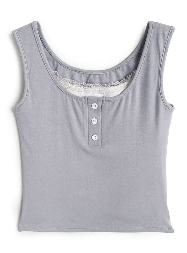 レースフリルレイヤード風タンクトップ