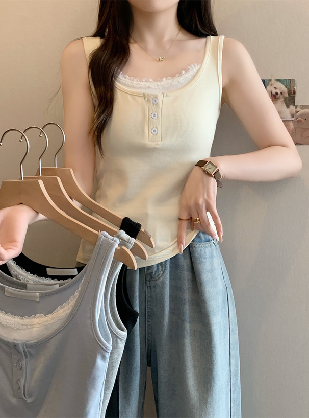 レースフリルレイヤード風タンクトップ