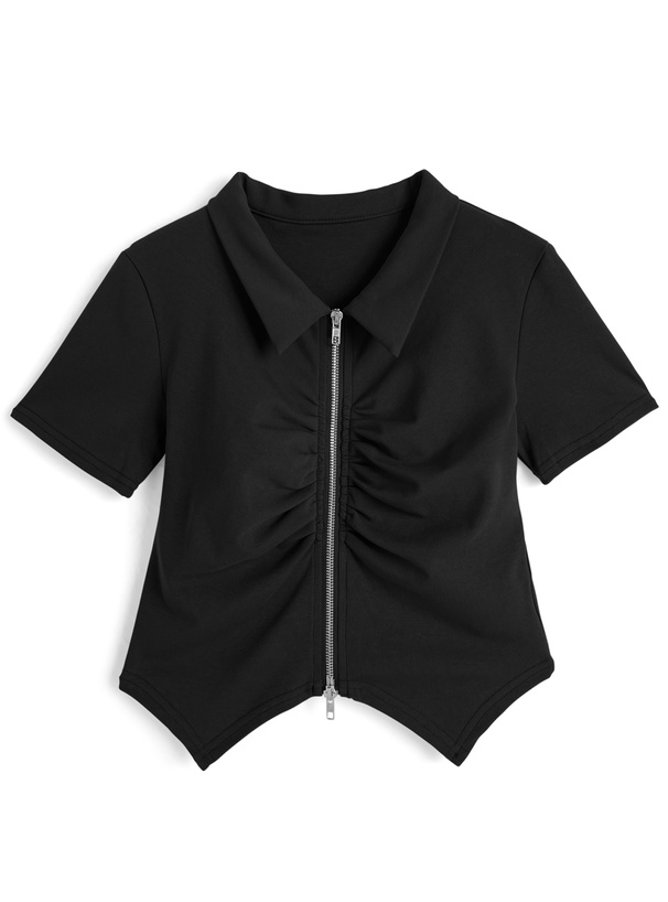 ギャザーダブルジップトップス