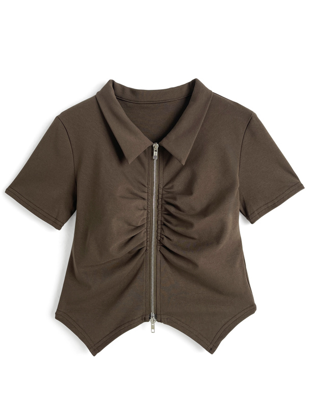 ギャザーダブルジップトップス