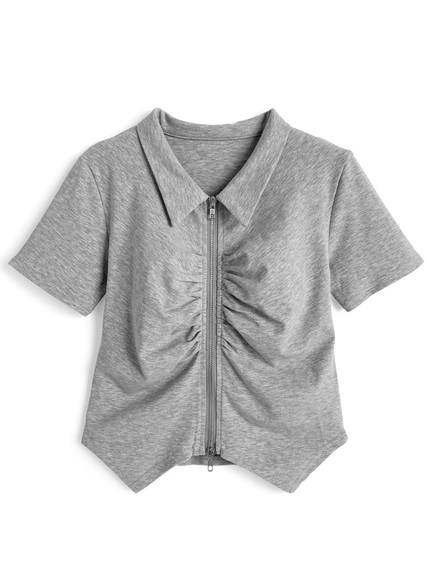 ギャザーダブルジップトップス