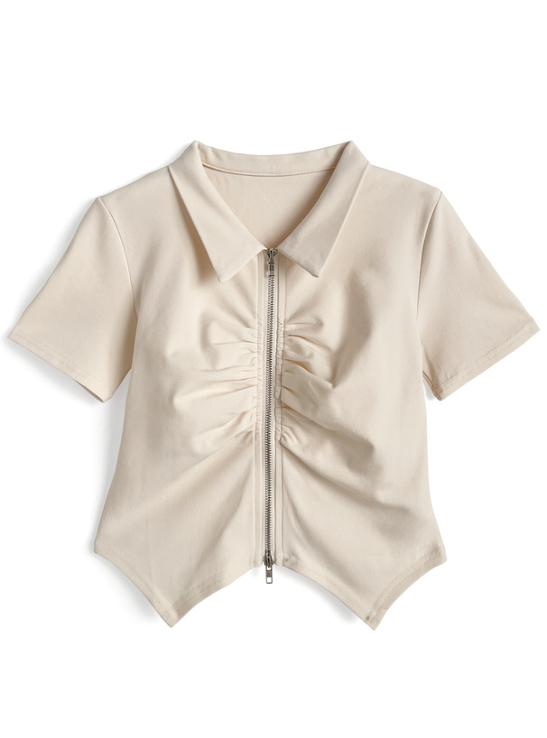 ギャザーダブルジップトップス