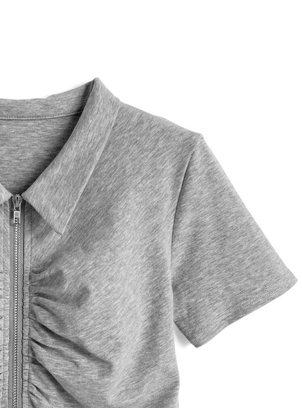 ギャザーダブルジップトップス