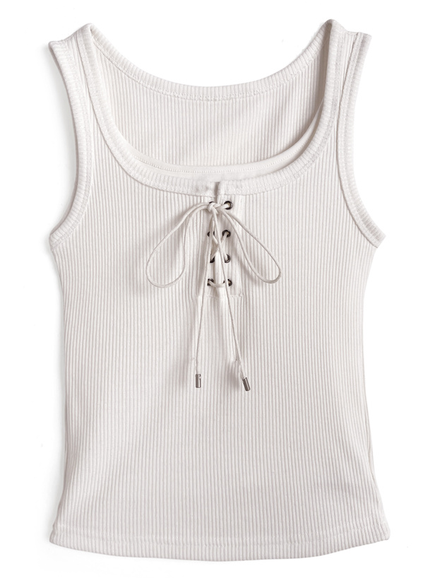 レイヤード風レースアップタンクトップ