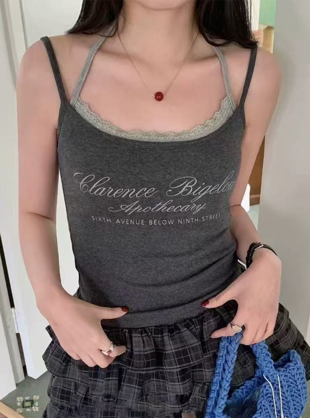 カップ付きホルターネックレイヤード風キャミソール